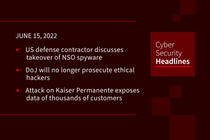 Pegasus takeover, ethical hacker ruling, Kaiser Permanente hack
